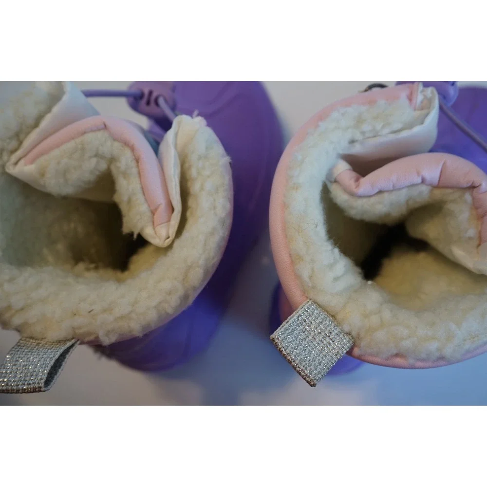 Members Mark Kids Purple Ombre Faux Fur Lined Winter Snow Boots Size 9/10